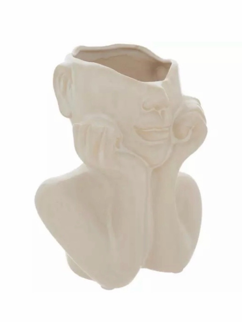 Source Unknown Cream Ceramic Dreamer Bust Vase